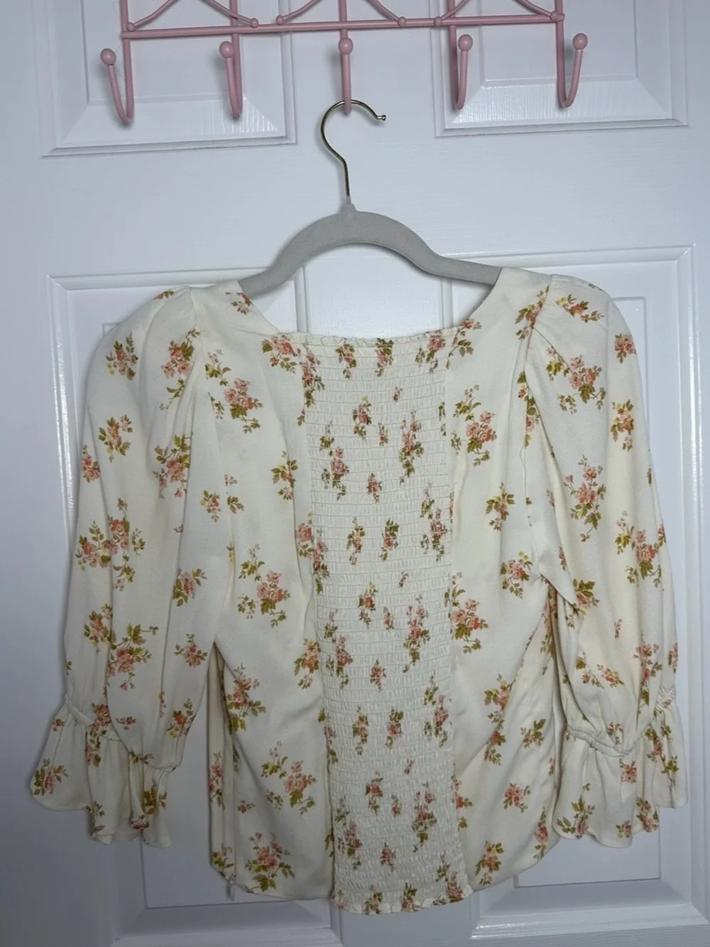 NWOT Reformation Ana Top in White/Cream Floral Print